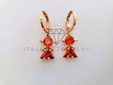 Arete de Lujo - 104354 - Diseño de Niña CZ Roja Oro Laminado 18K