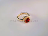 Anillo de Lujo - 103873 - Anillo Biselado CZ Color Roja Oro Laminado 18K