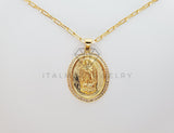 Collar Elegante - 101607 - Collar Medalla Virgen Guadalupe CZ Clara Oro Laminado 18K