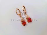 Arete de Lujo - 104349 - Diseño de Gota CZ Roja Oro Laminado 18K