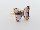 Anillo de Lujo - 101566 - Diseño Mariposa con CZ Morada Oro Laminado 18K