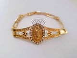 Pulsera Elegante - 104512 - Diseño Virgen Guadalupe con CZ Clara Oro Laminado 18K