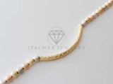 Pulsera de Lujo - 101093 - Estilo Esclava Bolas Azucaradas 3 Tonos - Oro Laminado 18K