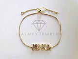 Pulsera de Lujo - 103721 - Diseño Ajustable Mamá CZ Color Oro Laminado 18K