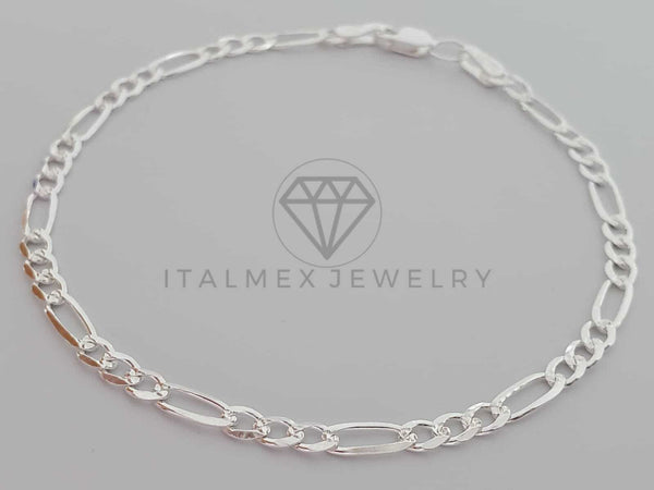 Pulsera de Lujo - 104447 - Diseño Figaro de 3mm 7 Pulgadas Plata Fina .925