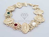 Pulsera de Lujo - 100214 - Diseño Virgen Oval CZ Tricolor Oro Laminado 18K