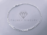 Tobillera Clasica - 104278 - Diseño Figaro 3x1 3mm/9" Plata .925