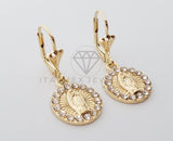 Arete Elegante - 100761 - Diseño de Virgen con CZ Clara Oro Laminado 18K