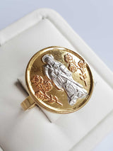 Anillo Elegante - 100569 - Estilo Moneda de la Santa Muerte 3 Tonos Oro Laminado 18K