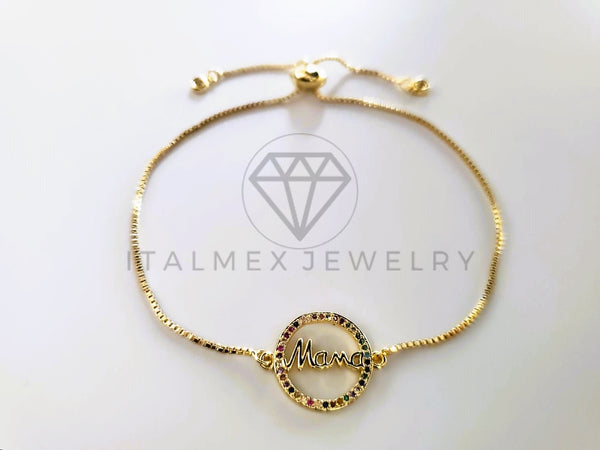 Pulsera de Lujo - 103724 - Diseño Ajustable Mamá CZ Color Oro Laminado 18K