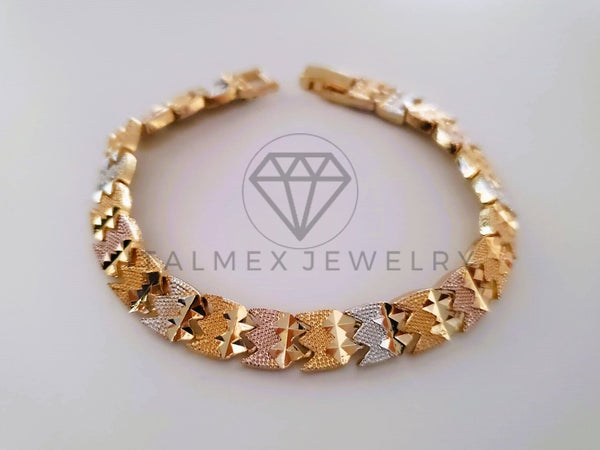 Pulsera Elegante - 104485 - Pulsera Eslabon Lujo Diamantado Oro Laminado 18K