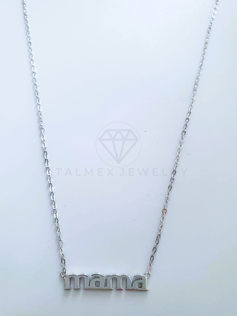 Collar de Lujo - 104124 - Estilo MAMÁ Liso Plata Fina .925