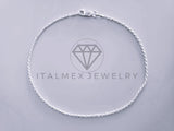 Tobillera Clasica - 104279 - Diseño Torzal 1.4mm/9" Plata .925