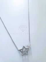 Collar de Lujo - 104127 - Estilo Estrellitas CZ Clara Plata Fina .925