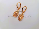 Arete de Lujo - 104347 - Diseño de Virgen Guadalupe CZ Clara Oro Laminado 18K