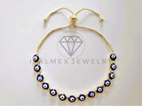 Pulsera Elegante - 104222 - Pulsera Ajustable Ojo Turco Azul Oro Laminado 18K