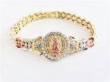 Pulsera Elegante - 102874 - Diseño de Lujo Virgen de Guadalupe CZ Clara Oro Laminado 18K