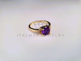 Anillo de Lujo - 103890 - Anillo CZ Morada Redonda Oro Laminado 18K