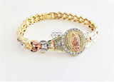 Pulsera Elegante - 102874 - Diseño de Lujo Virgen de Guadalupe CZ Clara Oro Laminado 18K