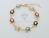 Pulsera de Lujo - 100196 - Diseño Tortugas CZ Colores Oro Laminado 18K