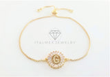 Pulsera Ajustable - 102633 - Diseño de Inicial "G" CZ Clara Oro Laminado 18K