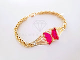 Pulsera Elegante - 103972 - Esclava de Mariposa CZ Rosa Vivo Oro Laminado 18K