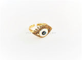 Anillo de Lujo - 103143 - Diseño Ojo Turco Negro con CZ Color Oro Laminado 18K