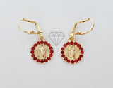 Arete Elegante - 100762 - Diseño de Virgen con CZ Roja Oro Laminado 18K