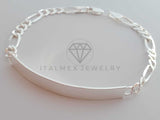 Pulsera de Lujo - 103504 - Esclava Figaro Placa Lisa 6mm Plata Fina .925