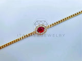 Pulsera Elegante - 103594 - Pulsera Ovalada Circonia Roja Oro Laminado 18K