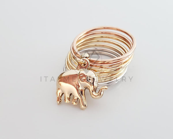 Anillo de Lujo - 101199 - Estilo Semanario con Dije Elefante 3 Oros - Oro Laminado 18K