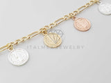 Pulsera Elegante - 100163 - Diseño de Moneda San Benito 3 Oros Oro Laminado 18K