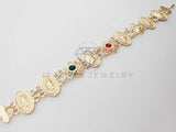 Pulsera de Lujo - 100214 - Diseño Virgen Oval CZ Tricolor Oro Laminado 18K