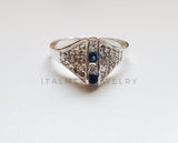 Anillo de Dama - 101539 - Anillo de Lujo Placa CZ Azul y Clara Plata .925