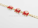 Pulsera Elegante - 100230 - Diseño de Elefantes Rojos con CZ Oro Laminado 18K