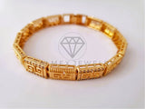 Pulsera de Lujo - 103965 - Diseño Eslabones Grecas CZ Clara Oro Laminado 18K