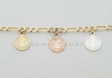 Pulsera Elegante - 100163 - Diseño de Moneda San Benito 3 Oros Oro Laminado 18K