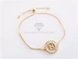 Pulsera Ajustable - 102634 - Diseño de Inicial "H" CZ Clara Oro Laminado 18K