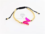 Pulsera de Lujo - 103178 - Diseño Bolitas con Mariposa CZ Rosa Vivo Oro Laminado 18K