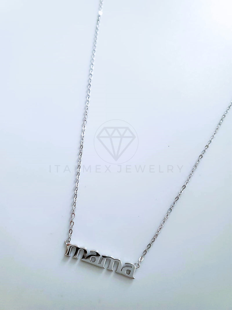 Collar de Lujo - 104124 - Estilo MAMÁ Liso Plata Fina .925