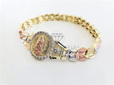 Pulsera Elegante - 102874 - Diseño de Lujo Virgen de Guadalupe CZ Clara Oro Laminado 18K