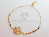 Pulsera Ajustable - 101305 - Diseño de Love Amor con CZ Oro Laminado 18K