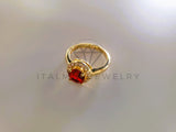 Anillo de Lujo - 103873 - Anillo Biselado CZ Color Roja Oro Laminado 18K