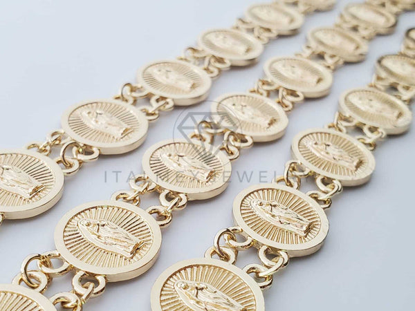 Pulsera de Lujo - 100203 - Diseño de Monedas de la Virgen Dorada Laminado 18K