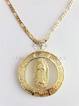 Dije Religioso - 102761 - Medalla Virgen de Guadalupe Grecas Extra Grande Oro Laminado 18K