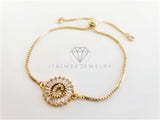 Pulsera Ajustable - 102629 - Diseño de Inicial "C" CZ Clara Oro Laminado 18K