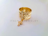 Anillo de Lujo - 103905 - Anillo Semanario Diamantado Cruz CZ Oro Laminado 18K