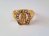 Anillo Caballero de Lujo - 104256 - Herradura Virgen Circonia Clara Oro Laminado 18K