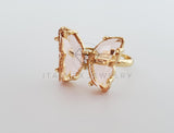 Anillo de Lujo - 101565 - Diseño Mariposa con CZ Rosa Clara Oro Laminado 18K