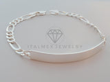 Pulsera de Lujo - 103504 - Esclava Figaro Placa Lisa 6mm Plata Fina .925